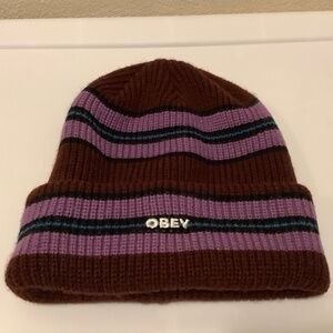 OBEY| Future Beanie Tobbogan Ribbed Knit Foldover Cuff Embroidered Logo Winter